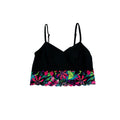 Pink Victorias Secret Lace Trim Bralette Black Floral Adjustable Straps #6442