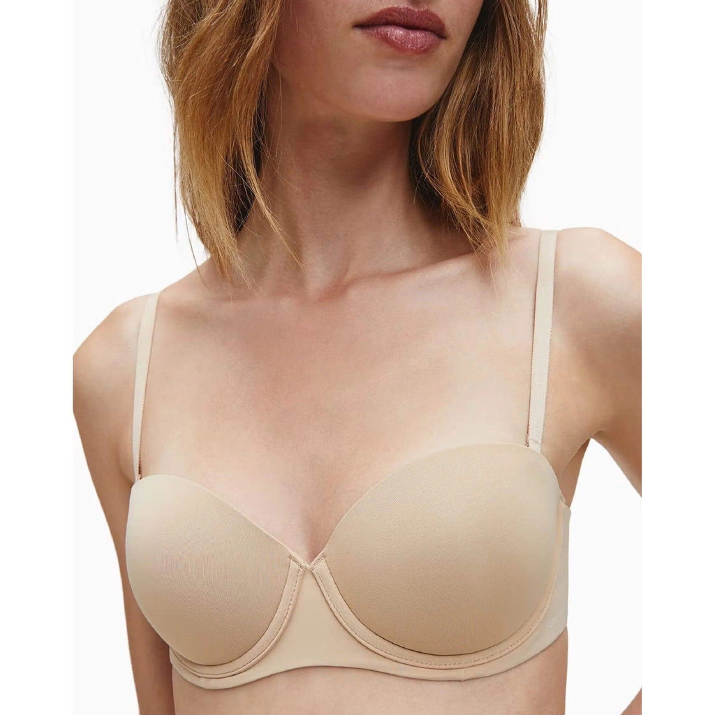 Calvin Klein Capsule Push Up Bra Womens 32B Nude Nylon Stretch Strapless Padded
