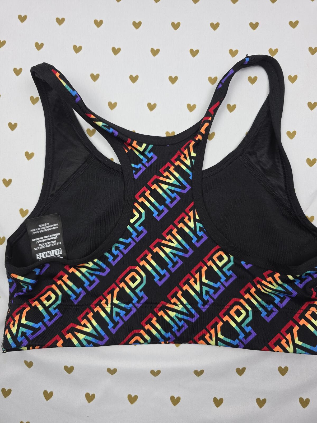 Victorias Secret Rainbow Sports Bra Active Tank Tops Exercise Support Ultimate S