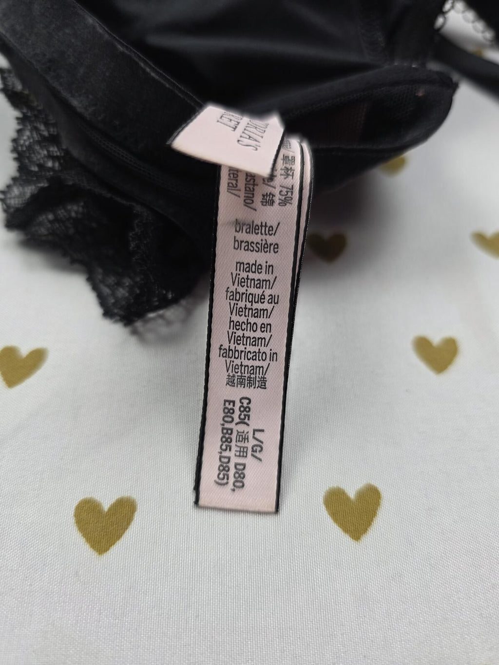 Victorias Secret Black LARGE Velvet Lined Sexy Bralette Bra Top Tank
