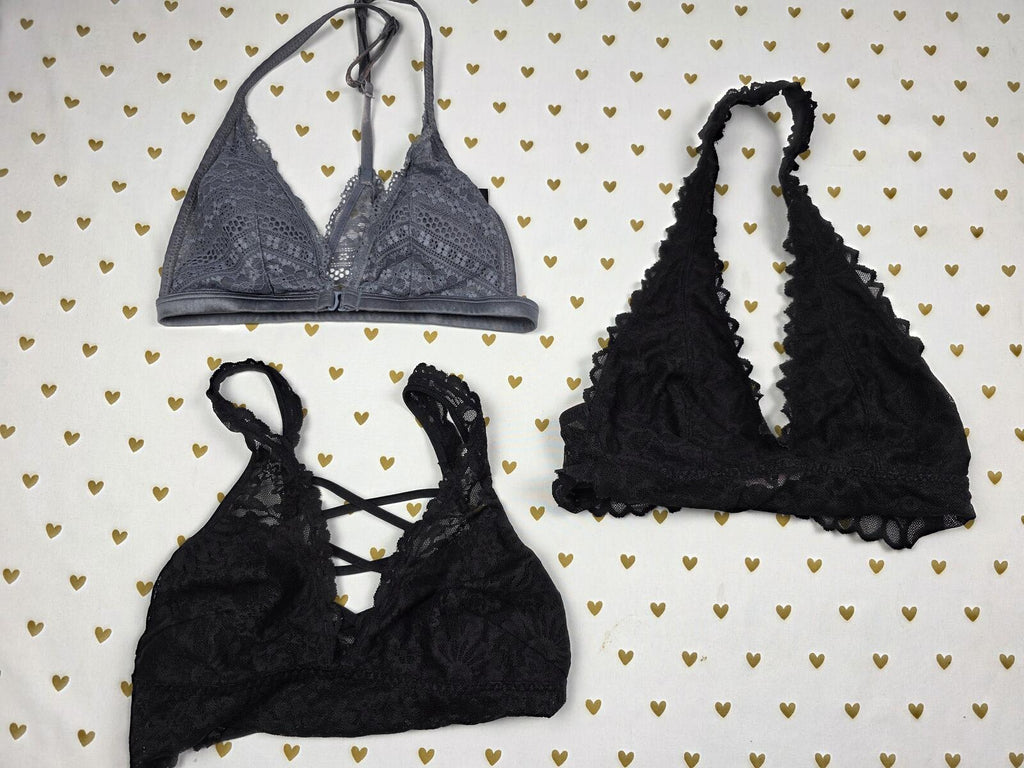Victorias Secret Pink LOT OF 3 XS Lacey Cute Bralettes Bra Tops Tanks