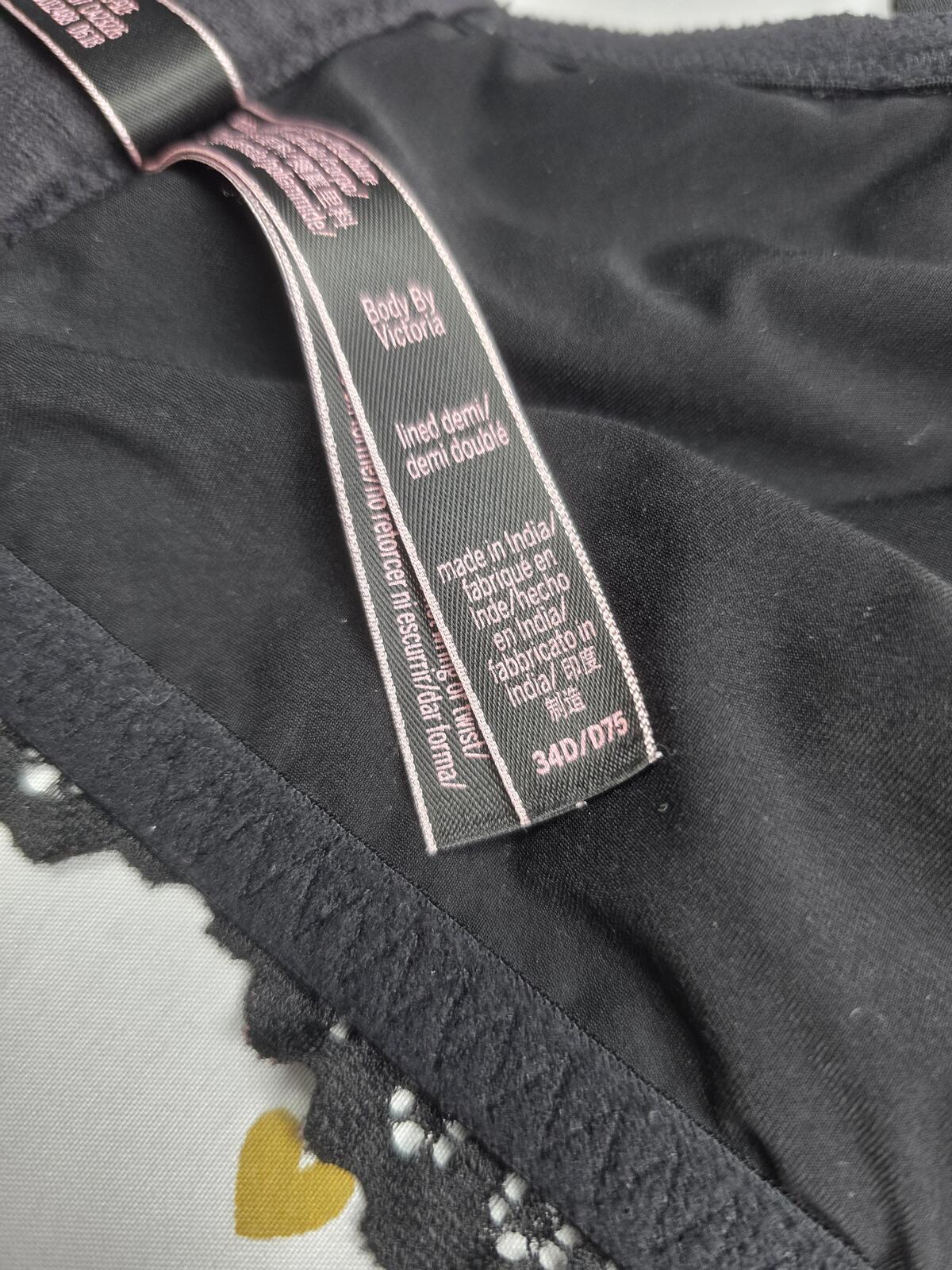 Victoria's Secret Black Corset Style Bustier Bra Body By victoria Lined Demi 34D