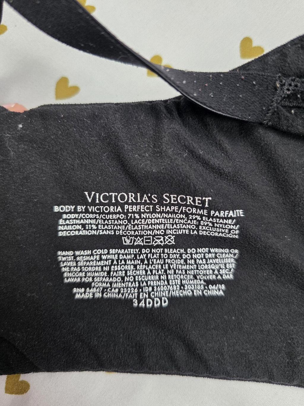 Victorias Secret Black PERFECT SHAPE Bra 34DDD