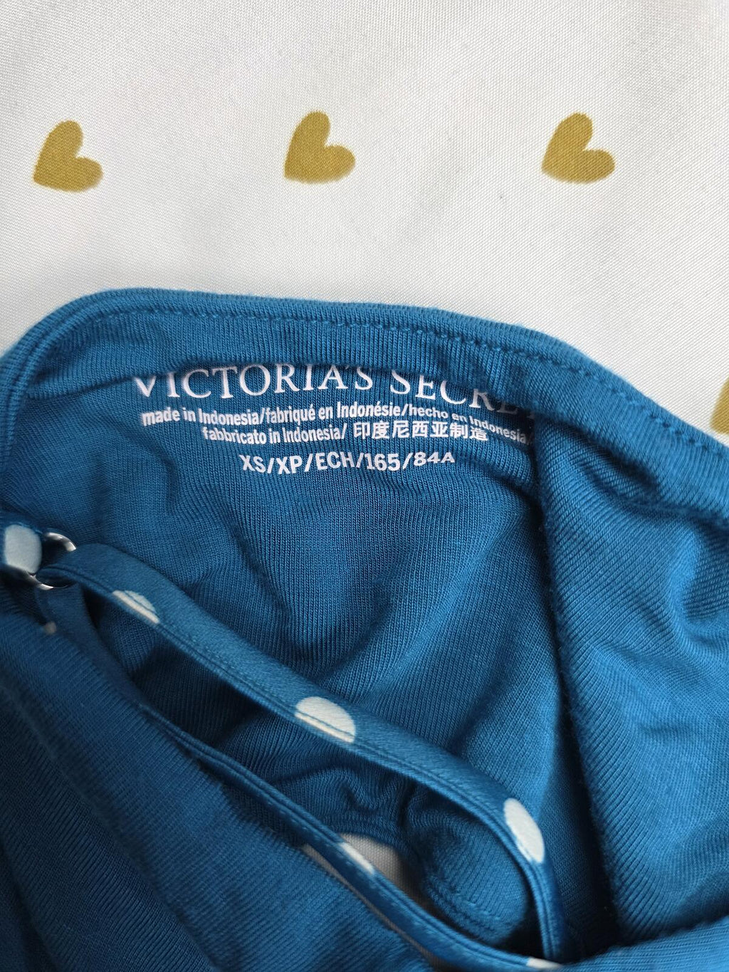 Victorias Secret Blue Polka Dot Strap Super Soft XS Bralette Bra Top Tank