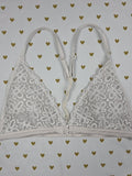 Victorias Secret White Lace Front Close Racerback Bralette Bra Top Tank LARGE