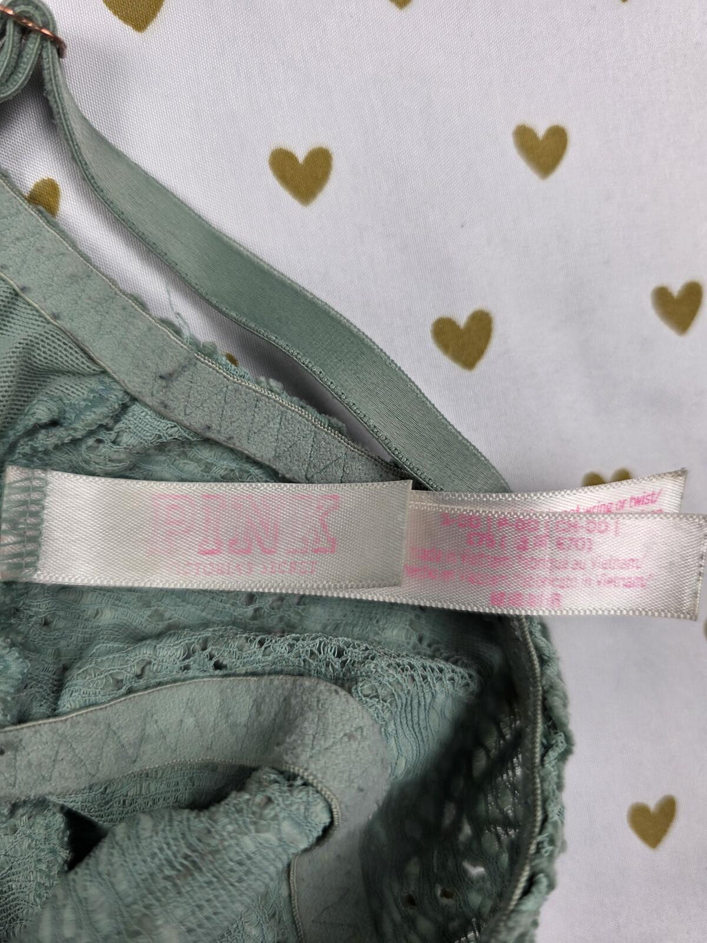 Victorias Secret Pink Green Lace Cute Small Bralette Bra Top Tank