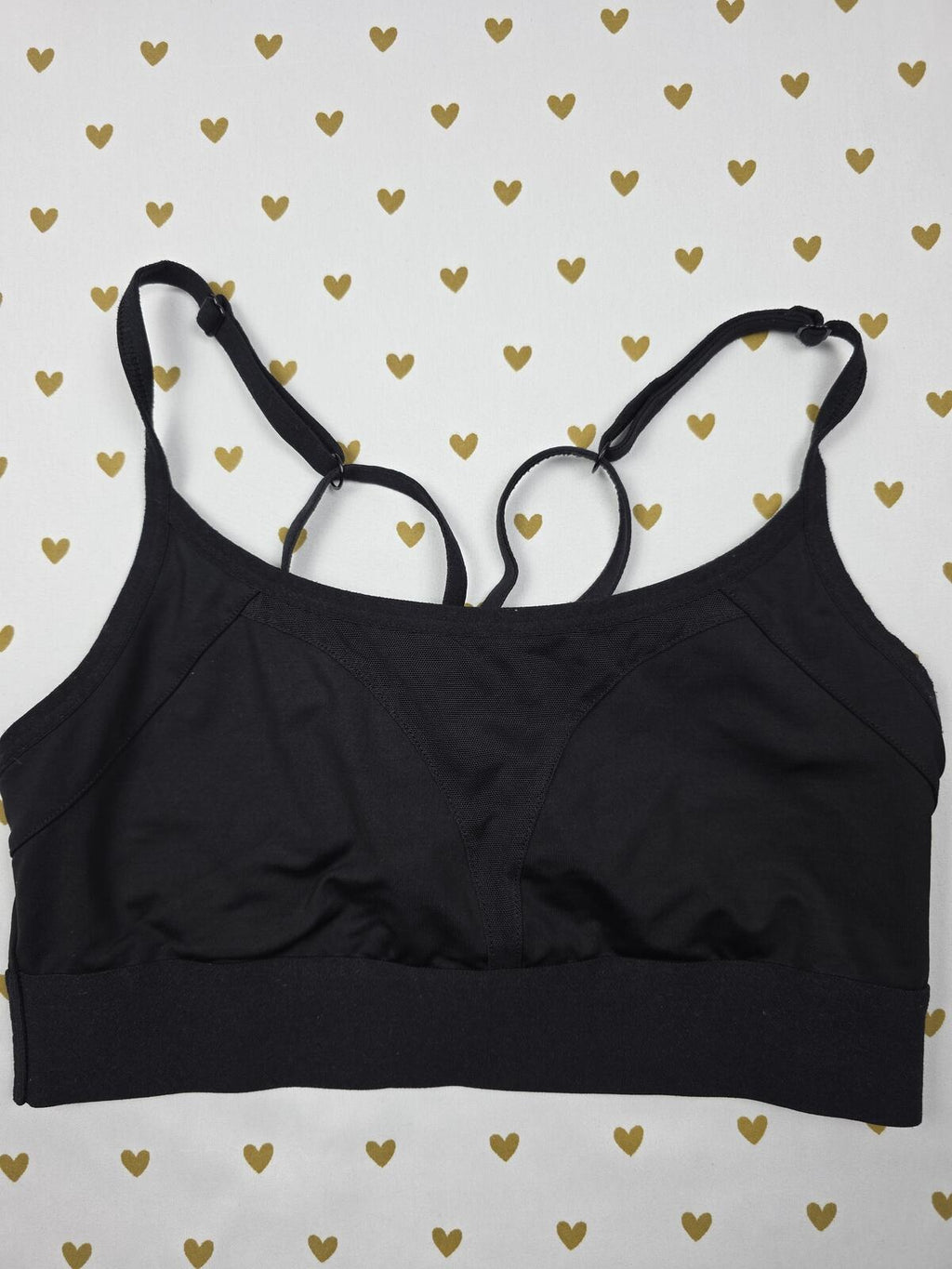 Victorias Secret Pink Black Strappy Sports Bra Bralette Bra Top Tank Small
