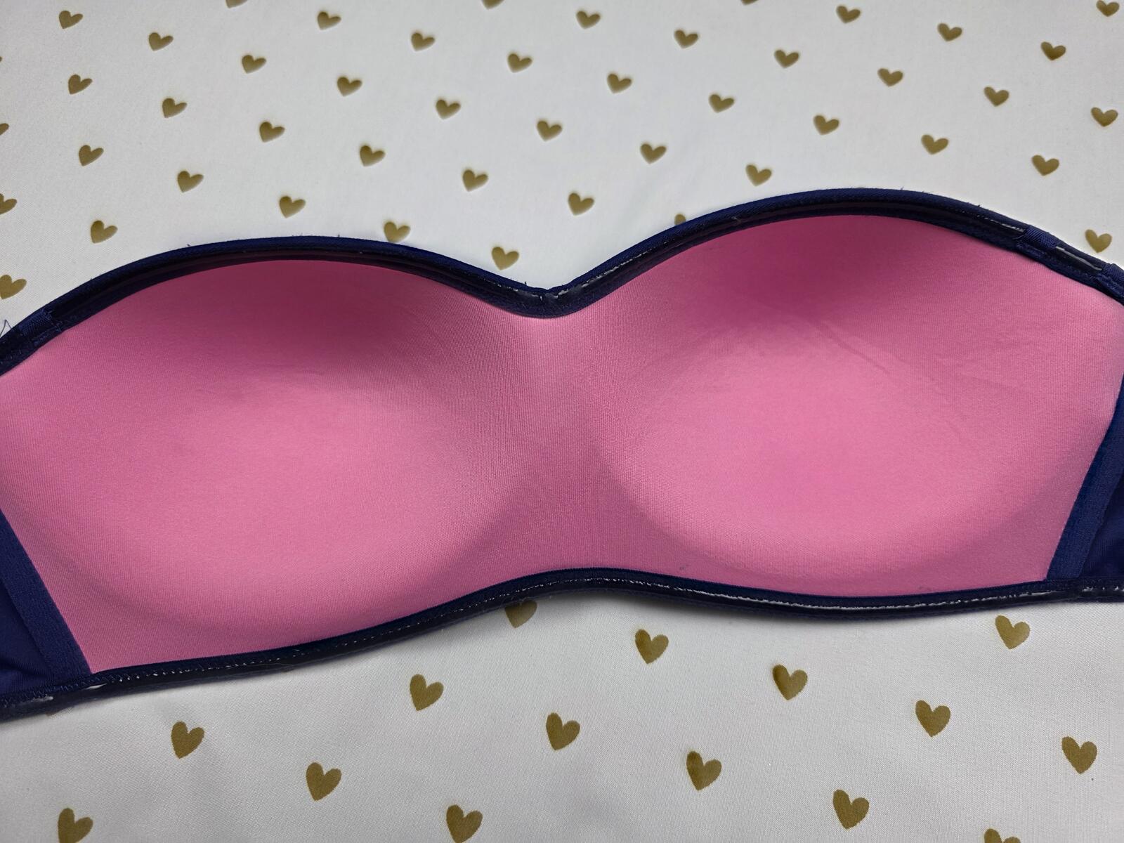 Victorias Secret PINK Vintage Bandeau Strapless Multiway Bra Blue 34C