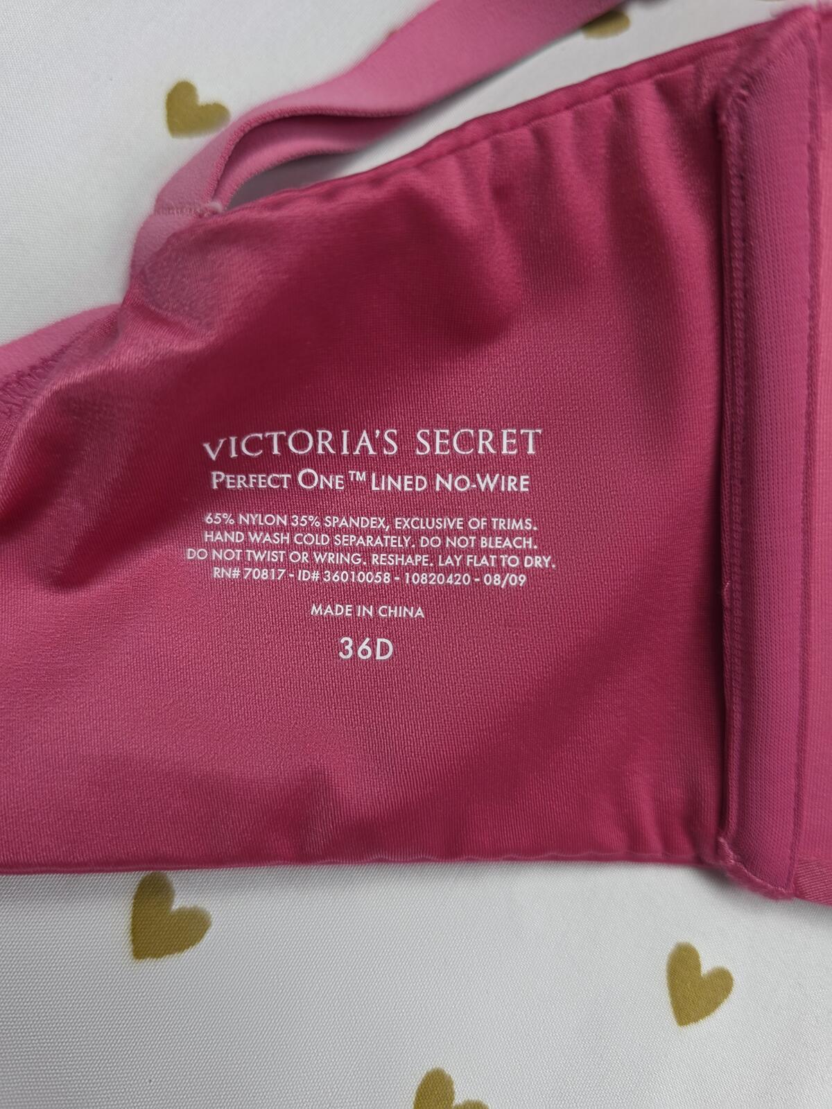 Victorias Secret Pink PERFECT ONE Lined No Wire Wireless Bra 36D