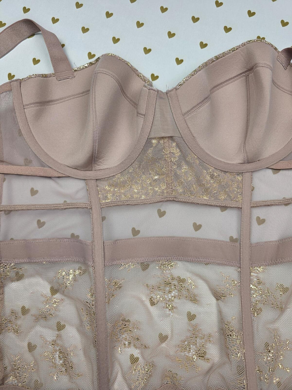 Victorias Secret Sheer 36D Push Up Corset Top Caged Tank Strappy