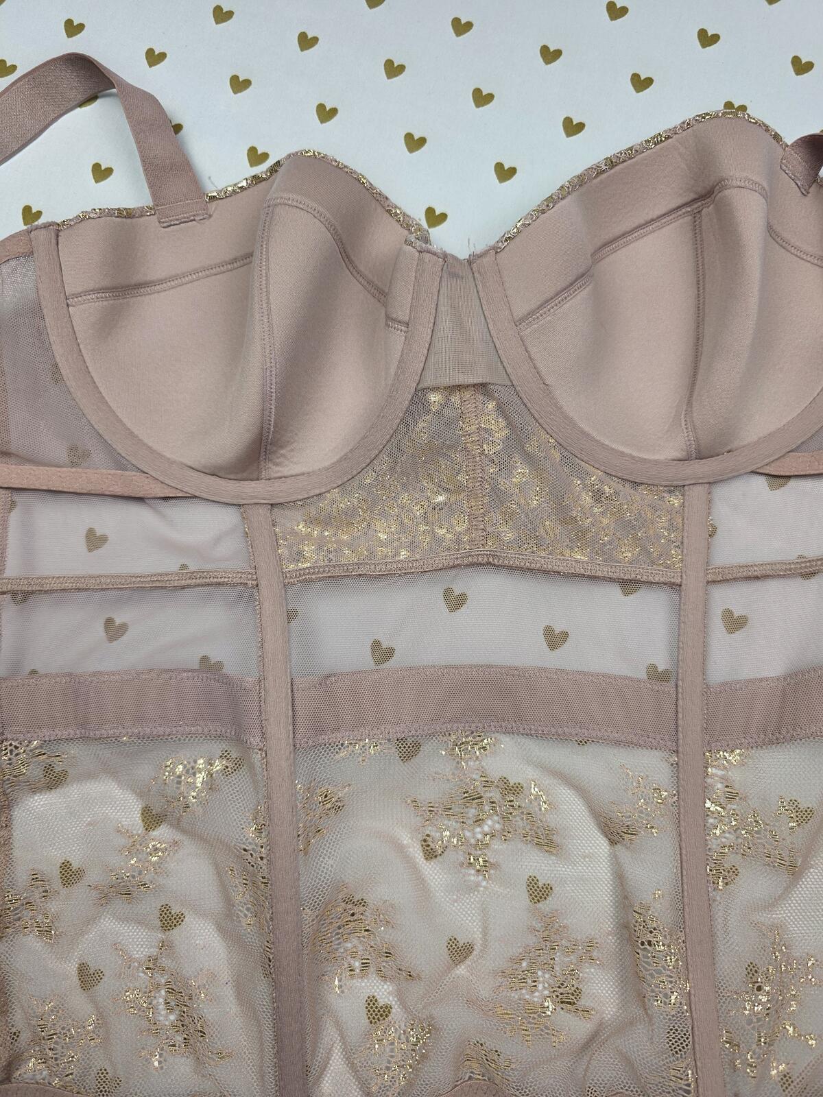 Victorias Secret Sheer 36D Push Up Corset Top Caged Tank Strappy