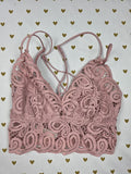 Victorias Secret Pink Lace Strappy Beige XS Bralette Bra Top Tank