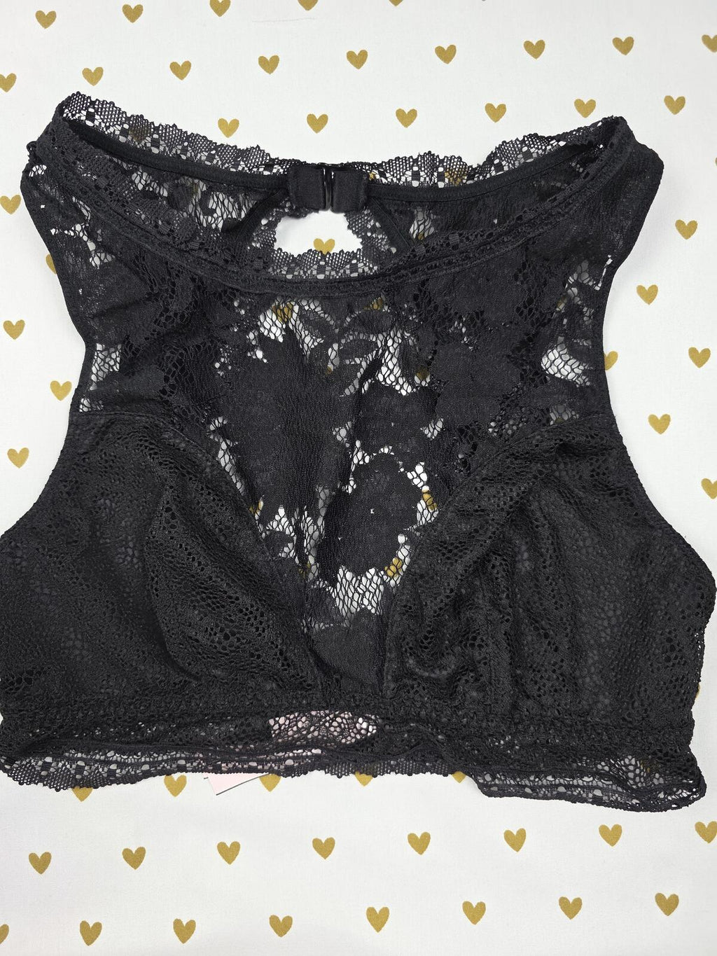 Victorias Secret Black High Line Lace Sexy MEDIUM Bralette Bra Top Tank