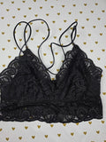 Victorias Secret Pink Black lacey Strappy LARGE Bralette Bra Top Tank