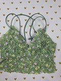 Victorias Secret Pink XS Green Strappy Floral Bralette Bra Top Tank