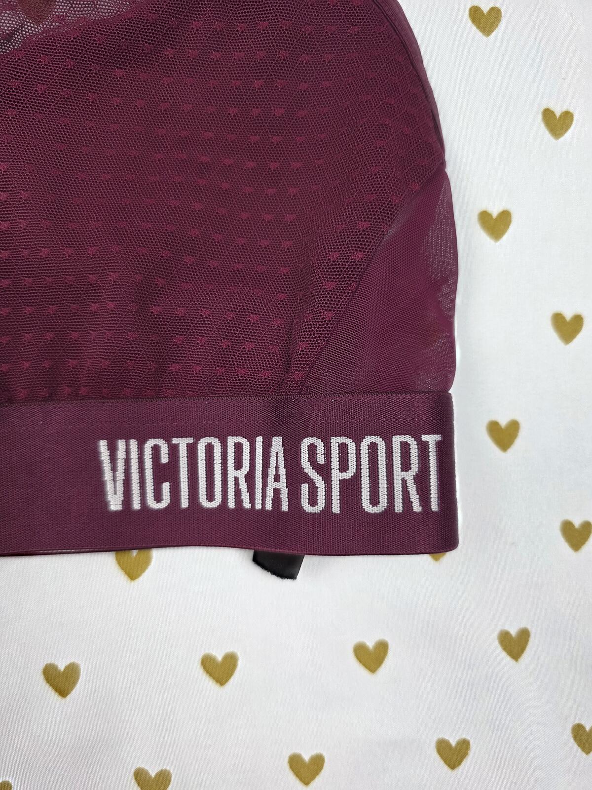 Victorias Secret Polka Dot Sports Bra SMALL Maroon Bralette Bra Top Tank