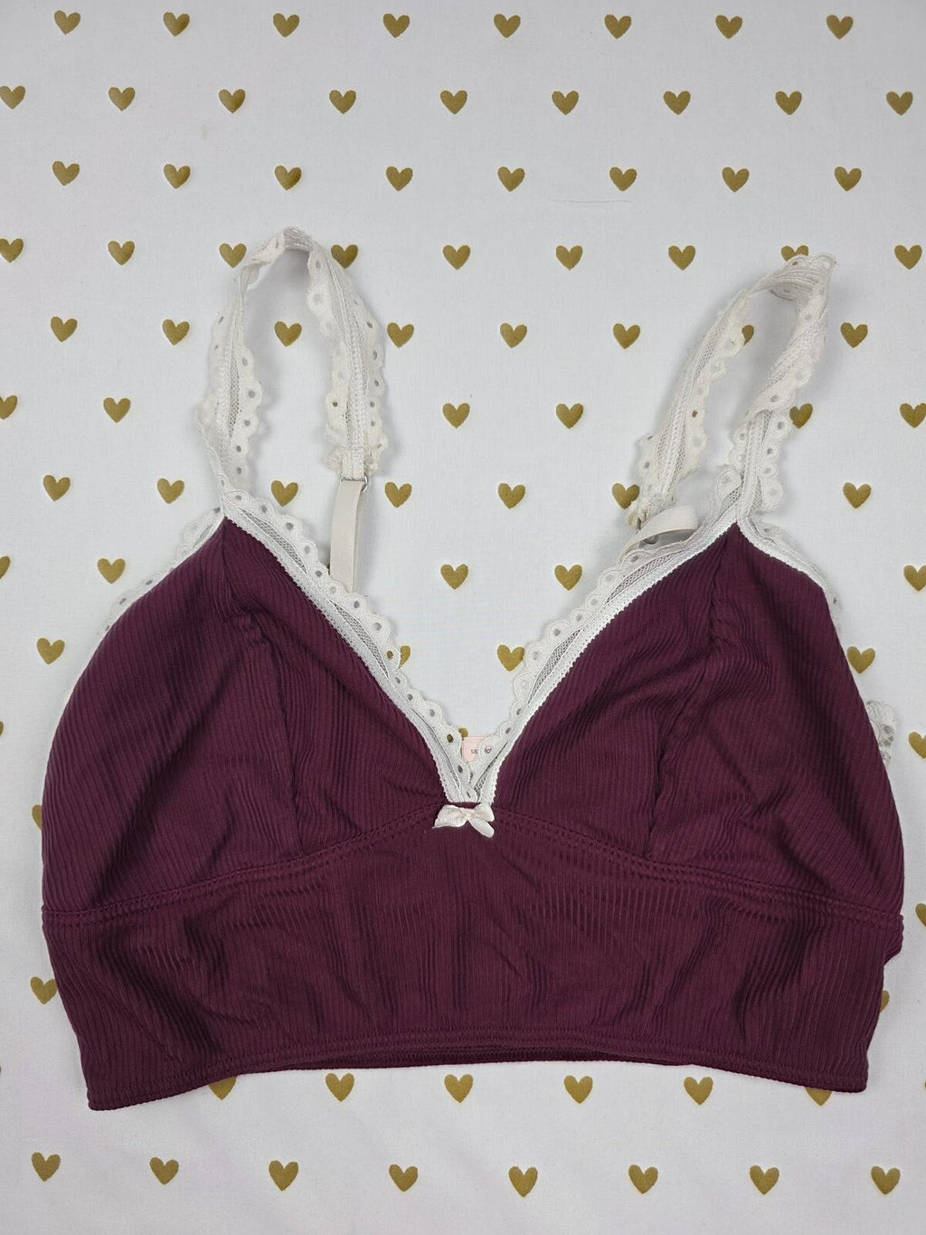 Victorias Secret Small Maroon Lace Accent Soft Bralette Bra Top Tank