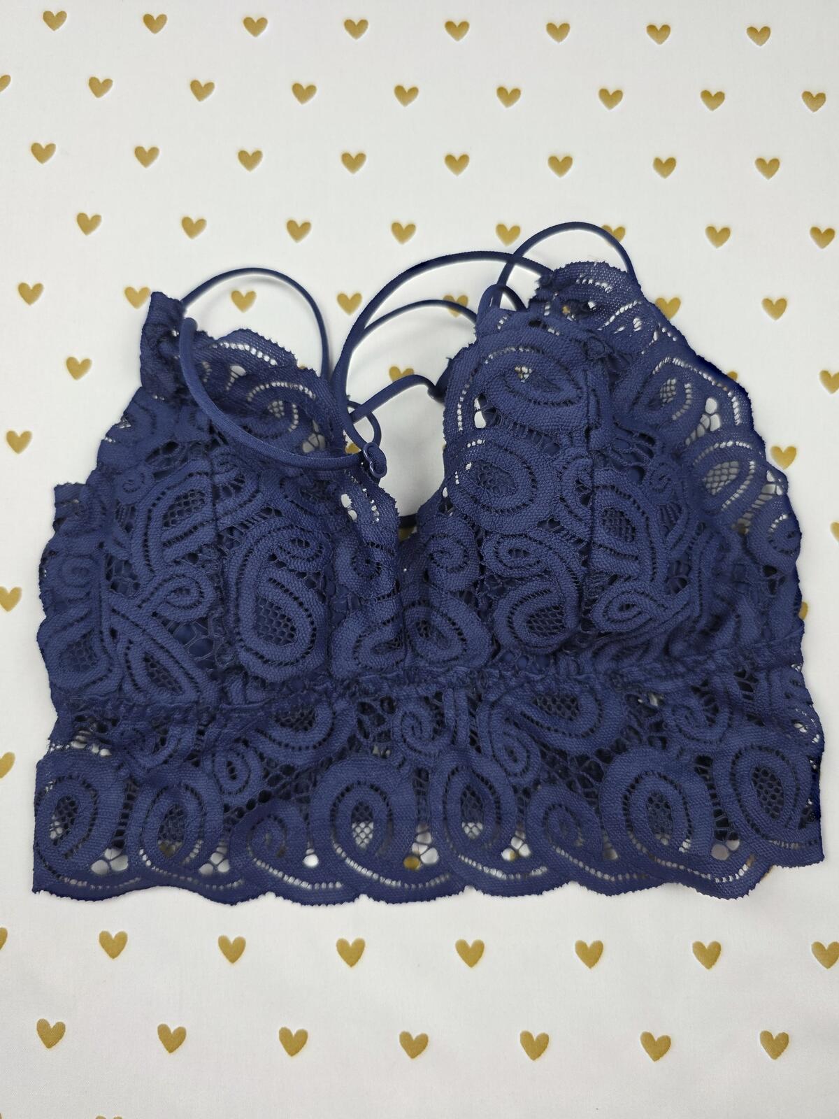 Victorias Secret Pink Blue Lacey Strappy SMALL Bralette Bra Top Tank