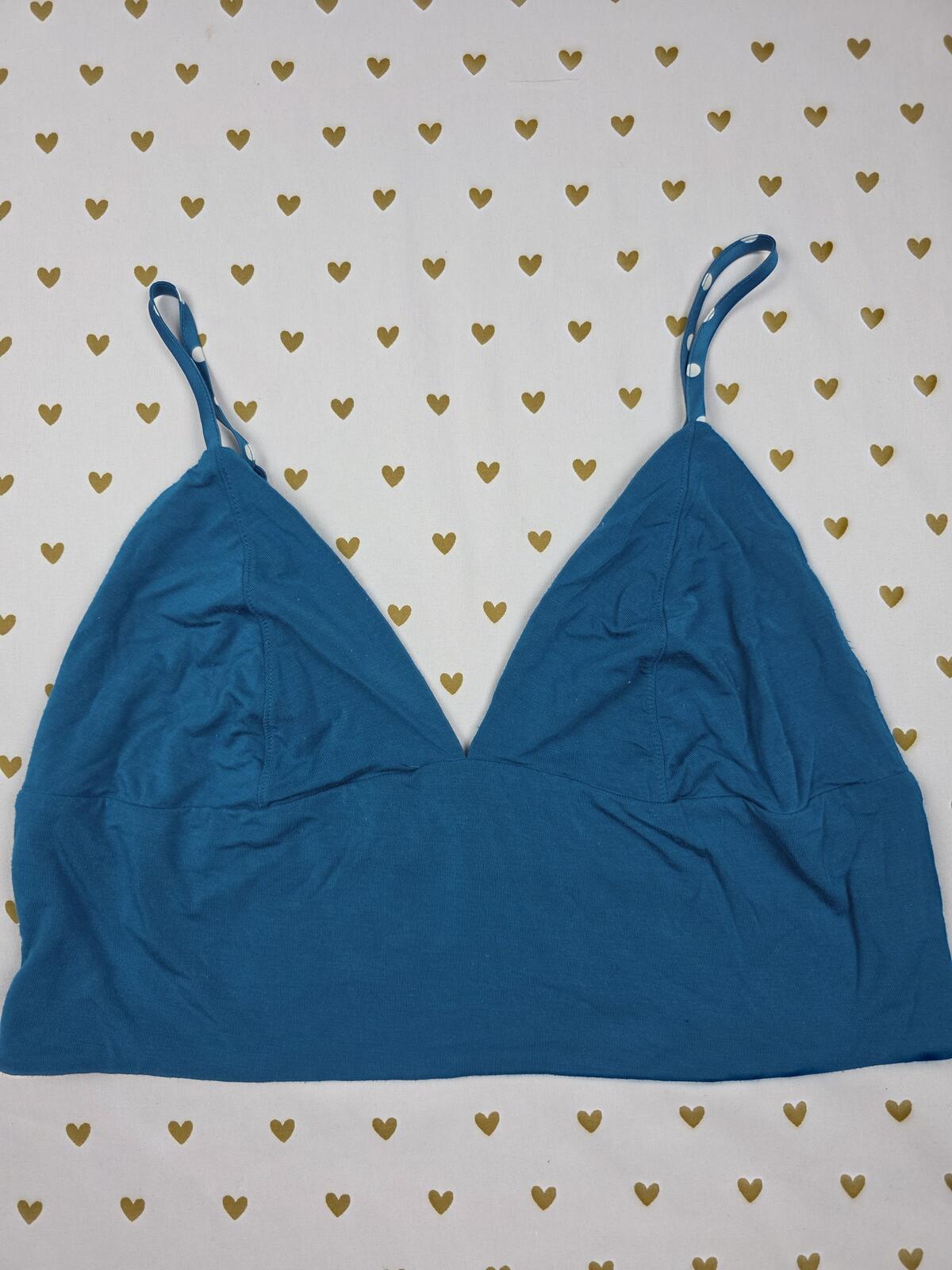 Victorias Secret Super Soft Blue Polka Dot LARGE Bralette Bra Top Tank