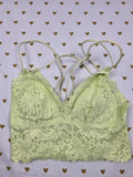 Victorias Secret Pink Yellow Lacey Strappy Caged XS Bralette Bra Top Tank