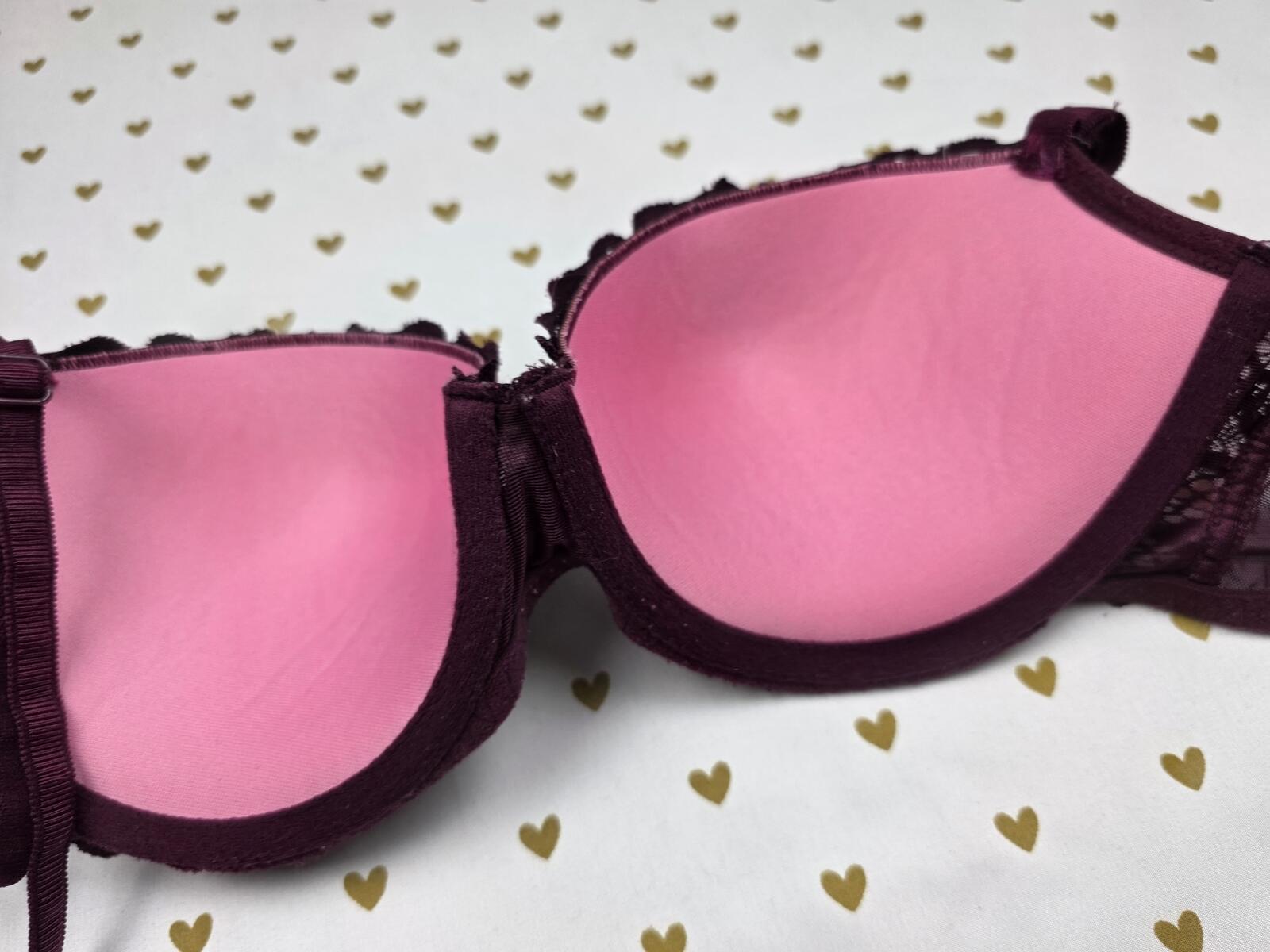 Victorias Secret PINK Maroon Date Push Up Bra 32DD