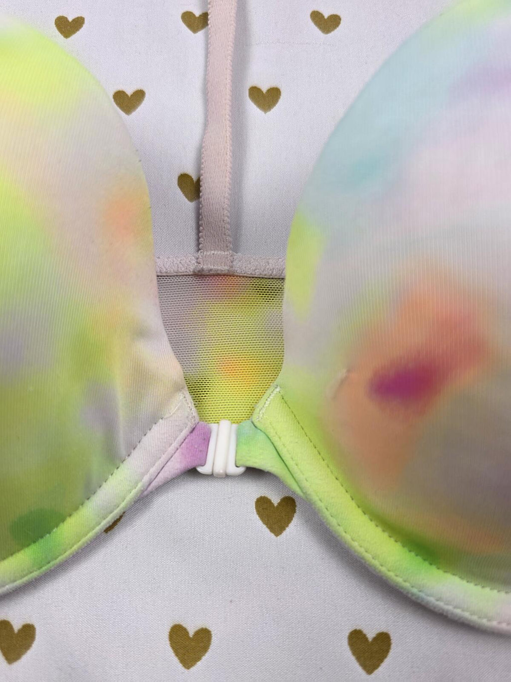 Victorias Secret  PINK Vintage Tye Dye Front Close racerback Demi 32D Bra