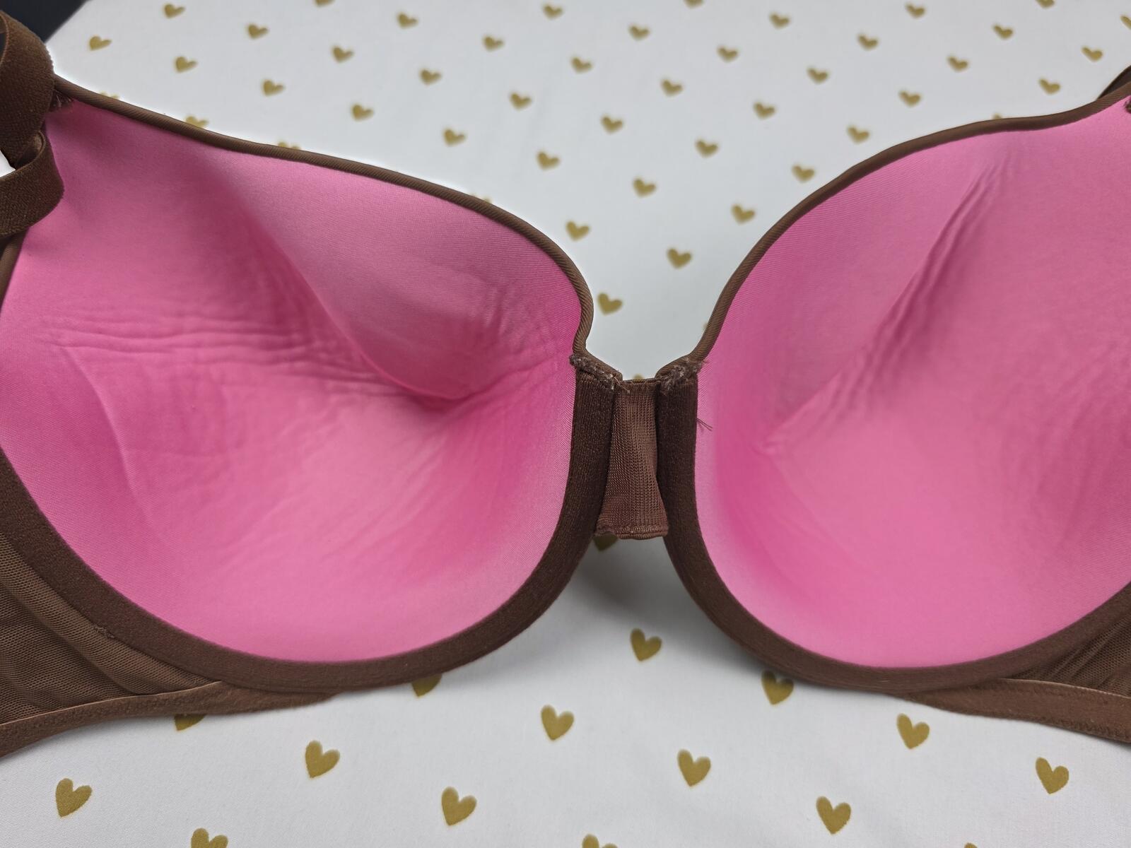 Victorias Secret PINK Brown Wear Everywhere T Shirt lightly Lined Bra 36DD
