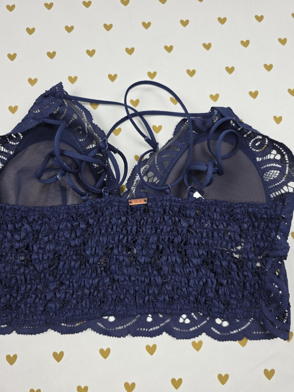 Victorias Secret Pink Blue lace caged small Bralette Bra Top Tank