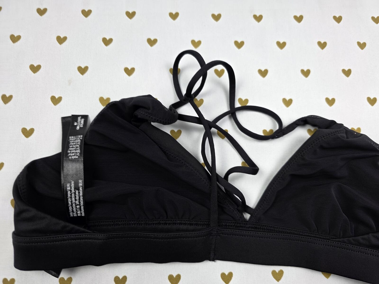 Victorias Secret Pink Active Black Strappy caged MEDIUM Bralette Bra Top Tank
