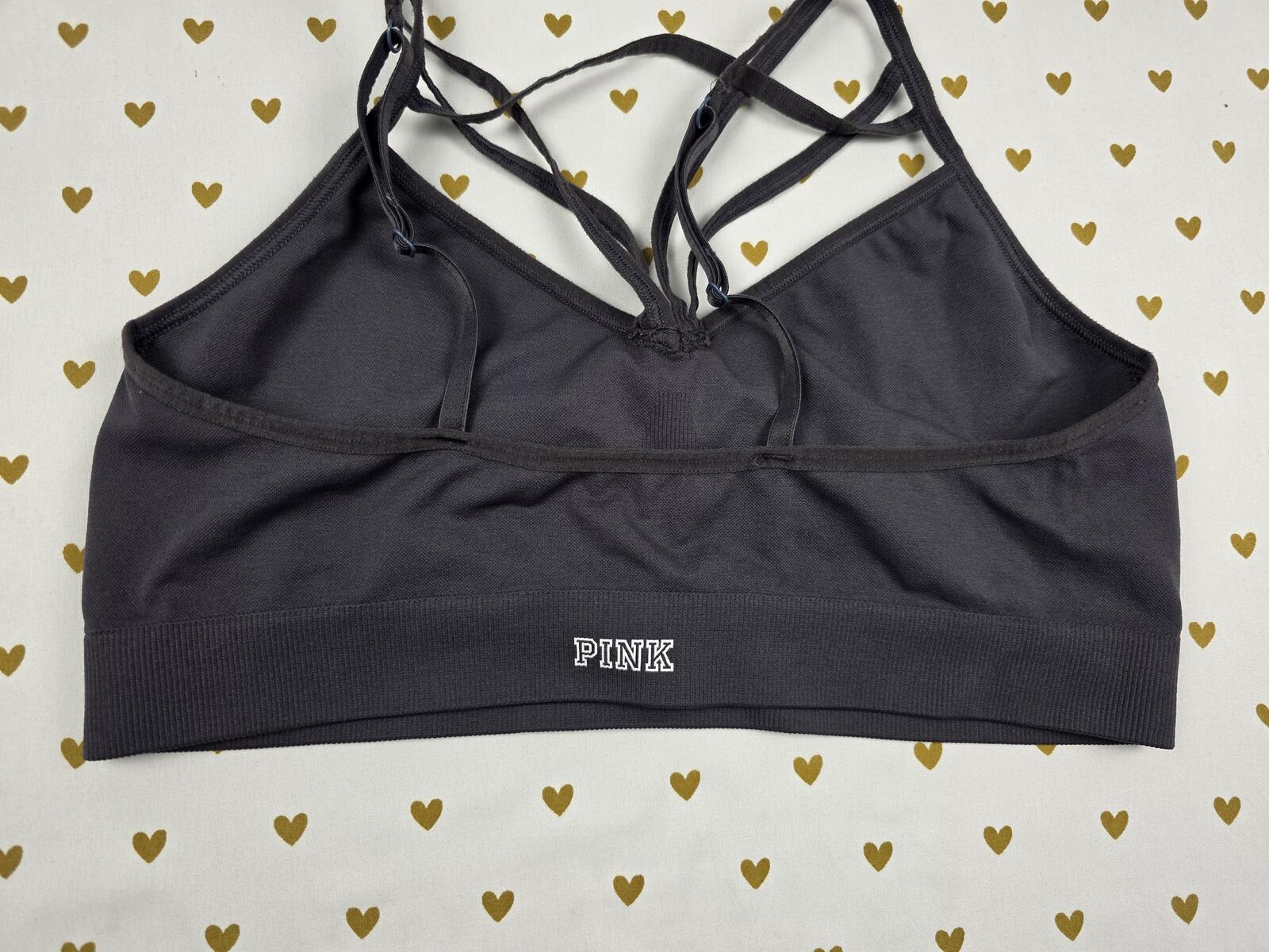 Victorias Secret Pink Grey Stretchy Sports Bra Large Bralette Bra Top Tank