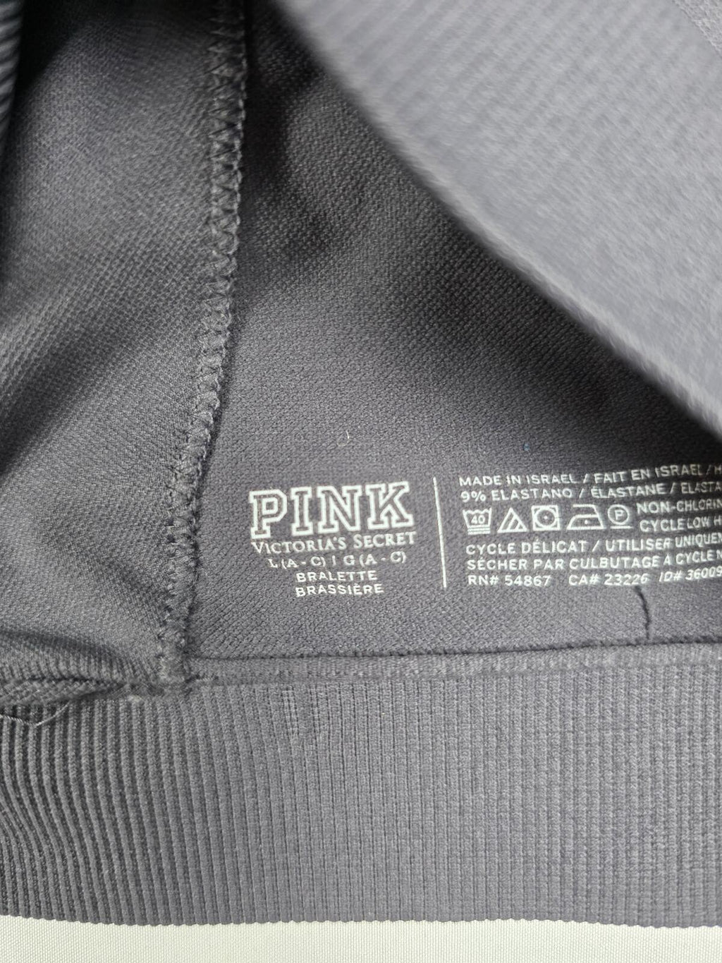 Victorias Secret Pink Grey Stretchy Sports Bra Large Bralette Bra Top Tank