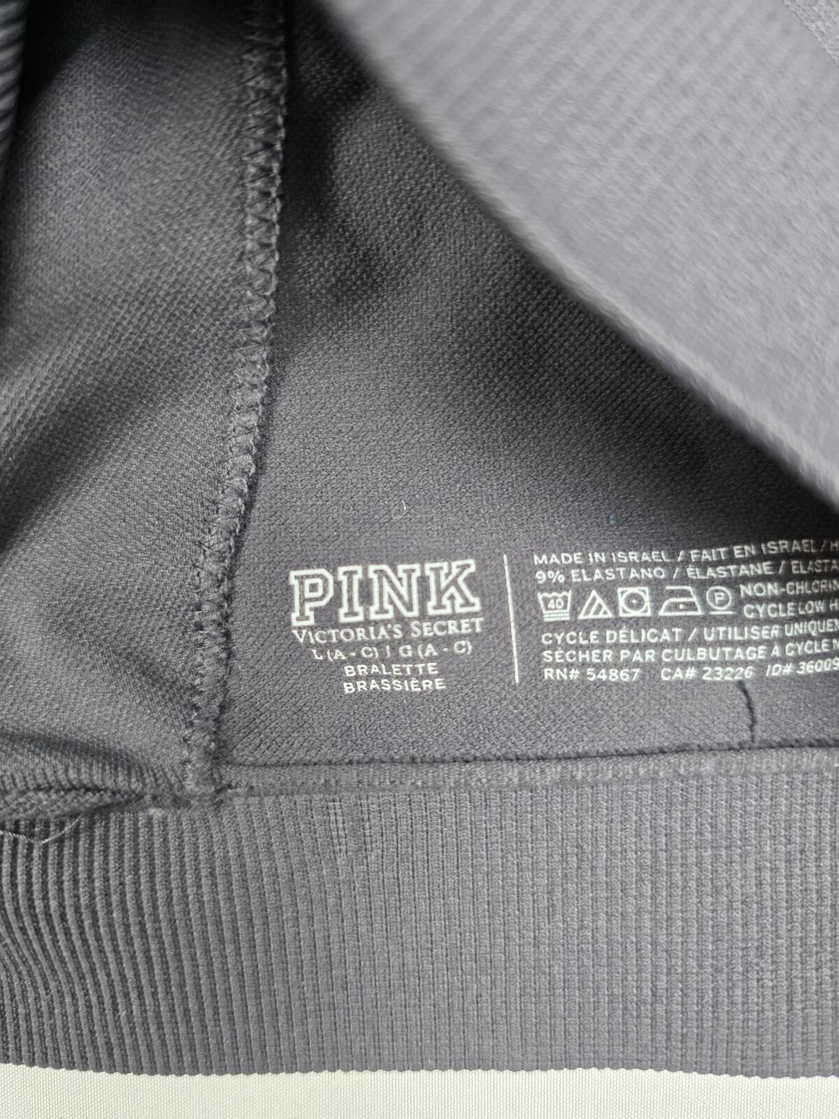 Victorias Secret Pink Grey Stretchy Sports Bra Large Bralette Bra Top Tank