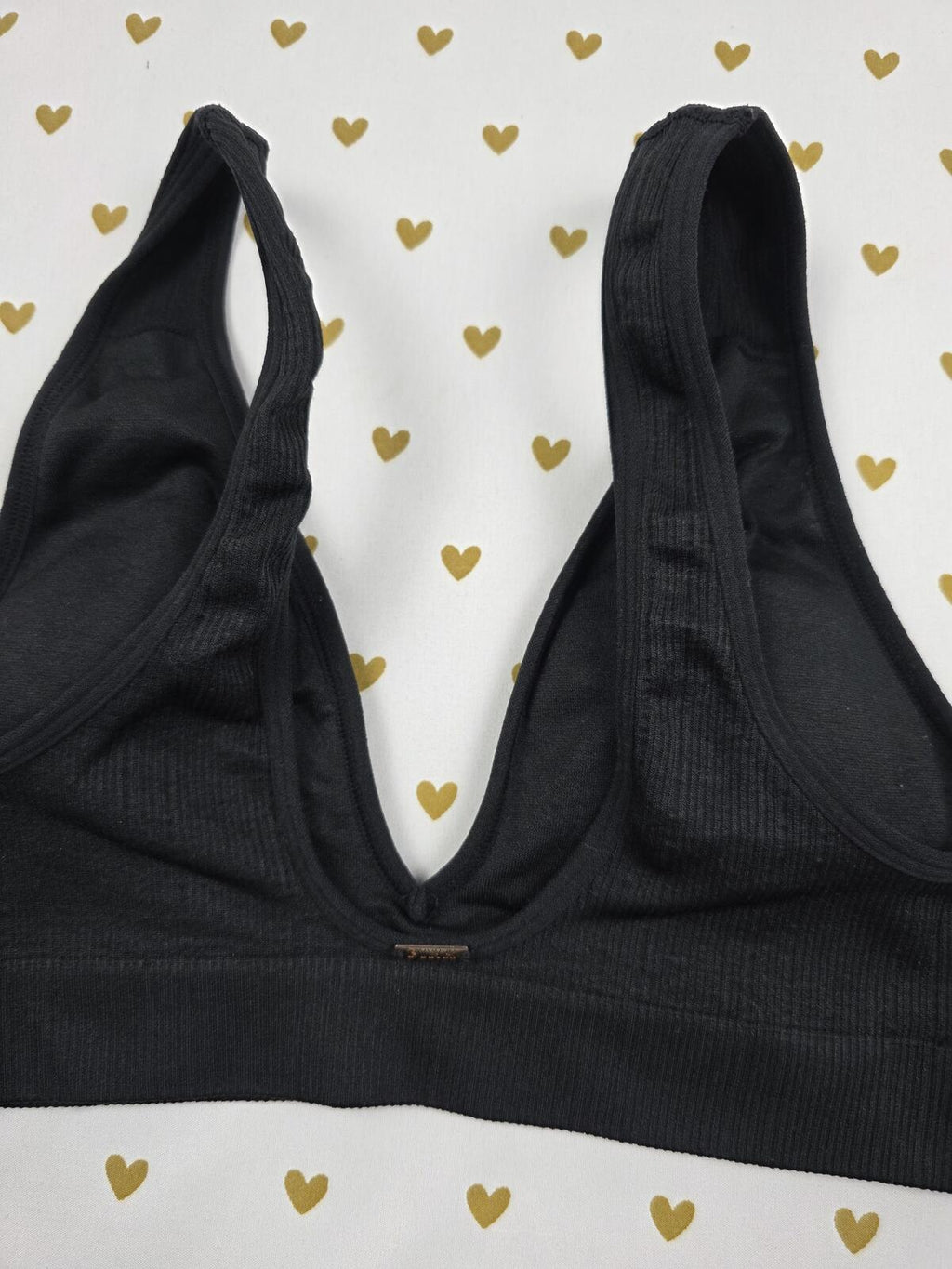 Victorias Secret Pink XS Black Ribbed Bralette Bra Top Tank