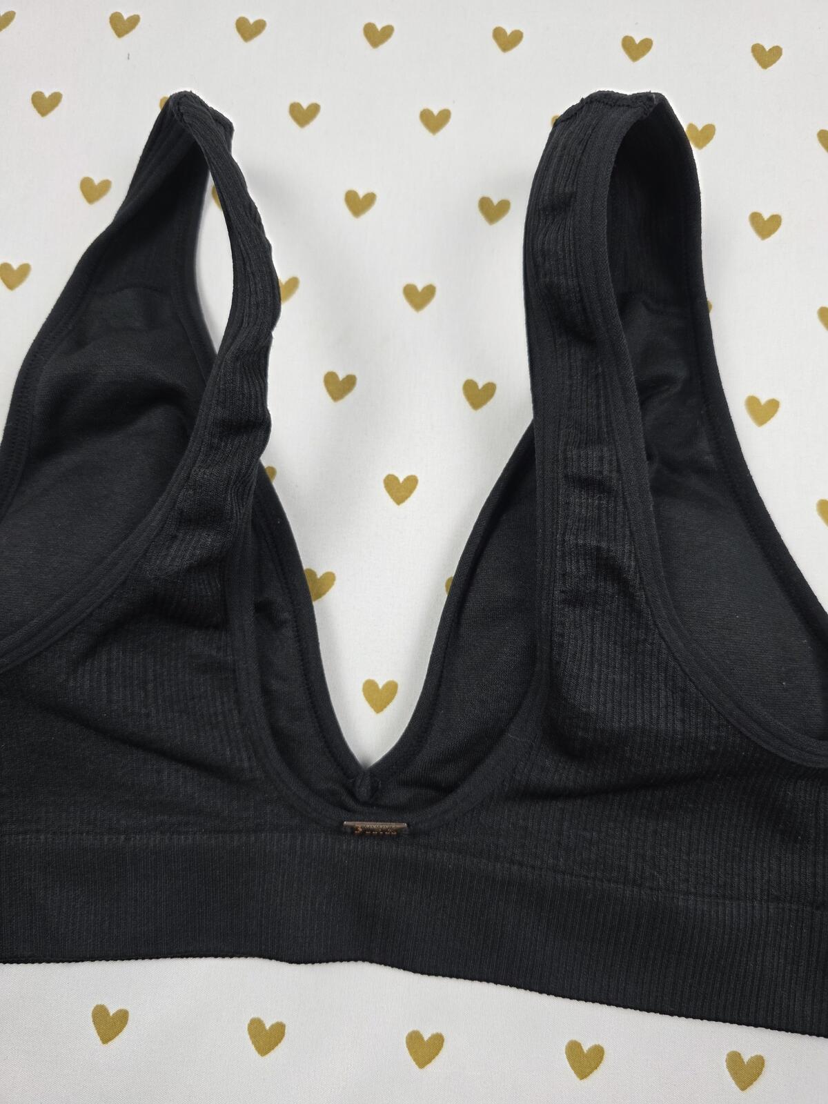 Victorias Secret Pink XS Black Ribbed Bralette Bra Top Tank