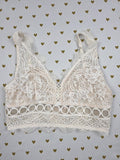 Victorias Secret White Lacey Cute Small 1Bralette Bra Top Tank