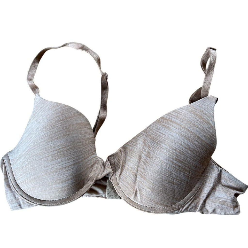 Victoria's Secret Bra Womens 34B Beige Striped T Shirt Lightly Lined Underwire