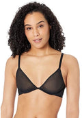 Calvin Klein Women's Sheer Marquisette Unlined Plunge Bra QF6727 Black 32DD