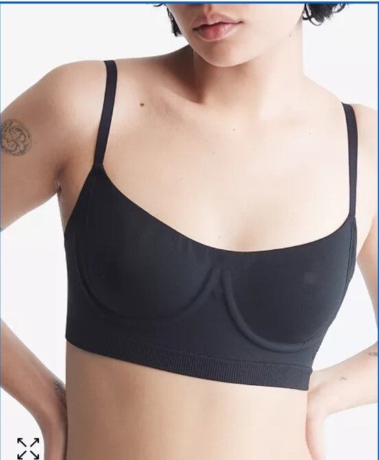 Calvin Klein Women's Bonded Flex Balconette Bralette QF6609, Black, Small $52