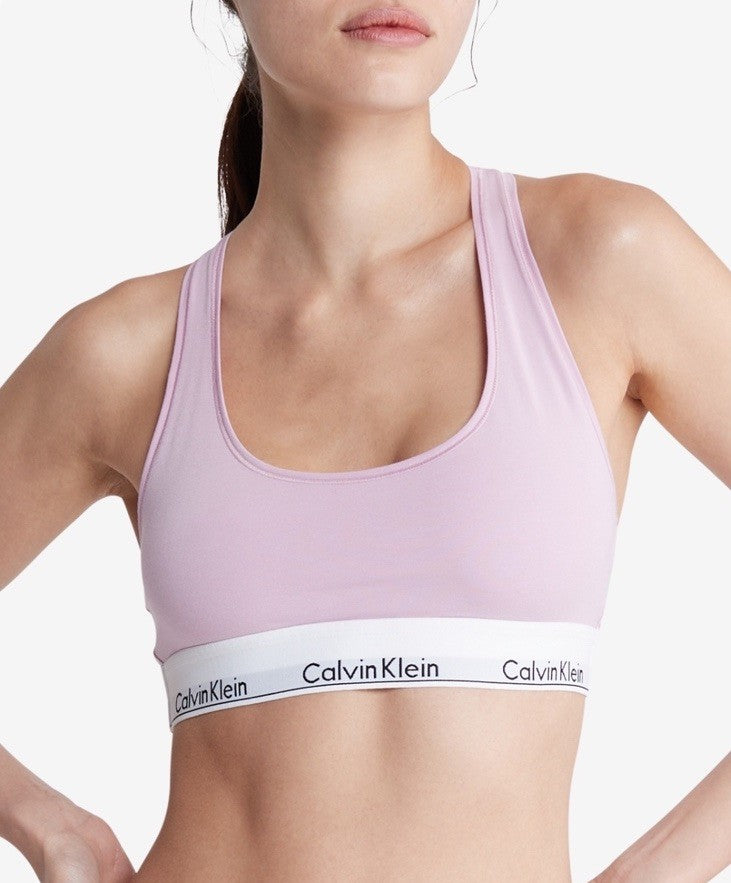 Calvin Klein Modern Cotton Logo Bralette - F3785 Size M Color Mauve Mist