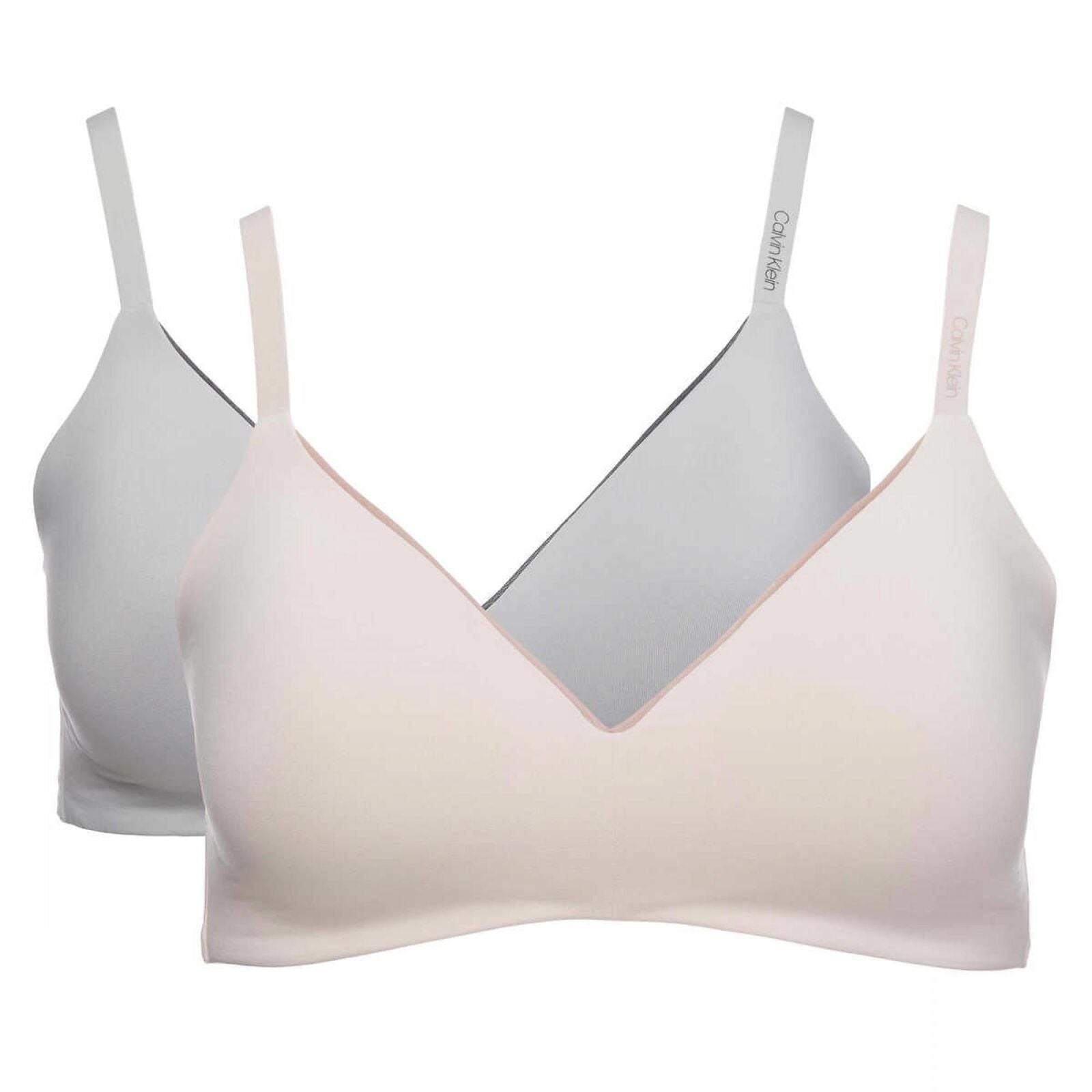 Calvin Klein Womens 2-Pack Microfiber Wirefree Bra 1375938 Gray / Light Pink M