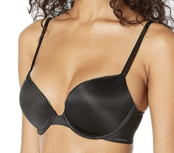 Calvin Klein Liquid Touch Push up Plunge Underwire Bra, QF4083 Black, 32C