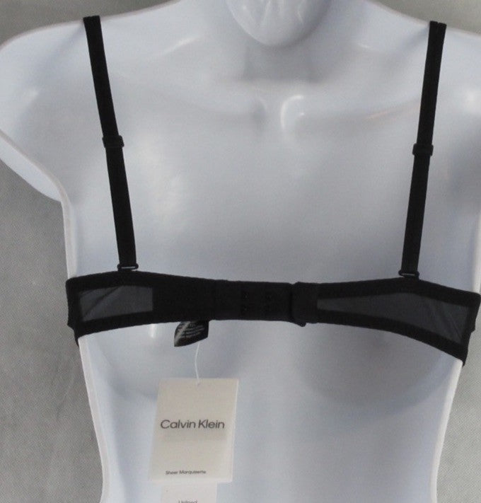 Calvin Klein Women's Sheer Marquisette Unlined Plunge Bra QF6727 Black 32DD