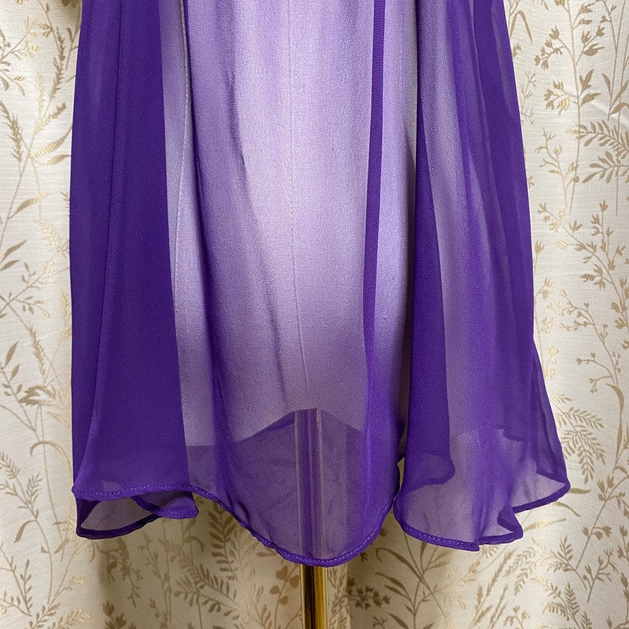 Victorias Secret Purple Chiffon Lace Babydoll Large Cage Back Whimsigoth Regency
