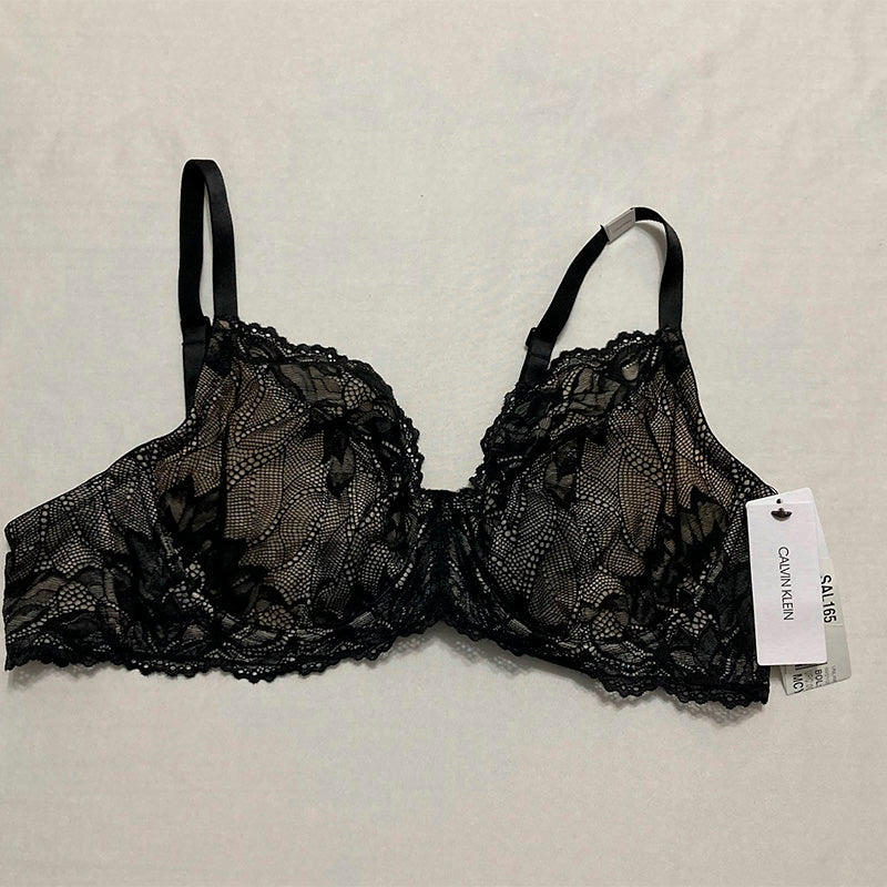 Calvin Klein Unlined Underwire Lace Bra in Black 40B