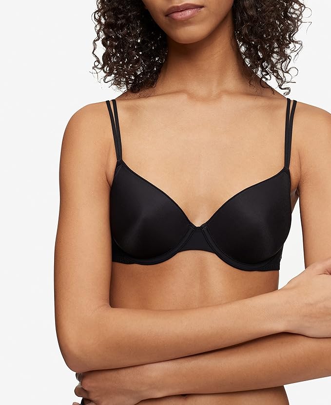 CALVIN KLEIN Sheer Marquisette Lightly Lined Demi Bra BLACK 36A