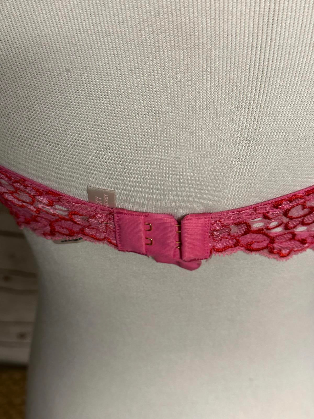 Victoria's Secret Very Sexy pink/red floral lace padded demi bra Size 36C