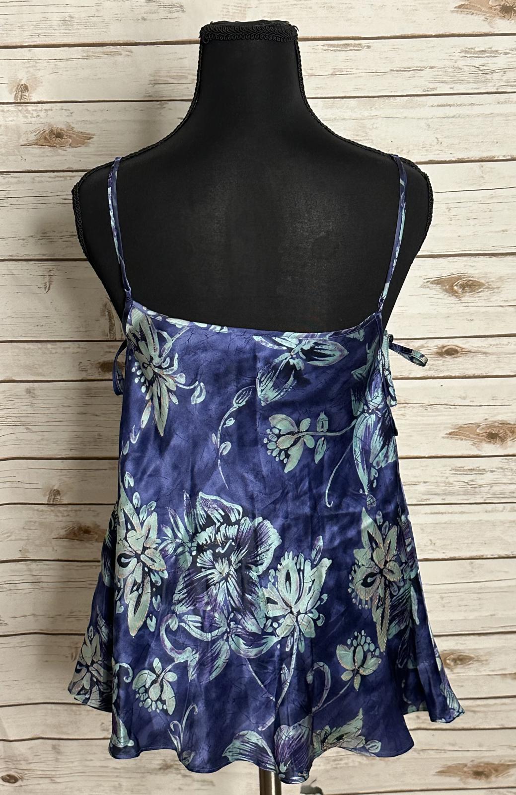 Vintage Y2K Victoria's Secret silk blue floral babydoll cami & thong set Size XS