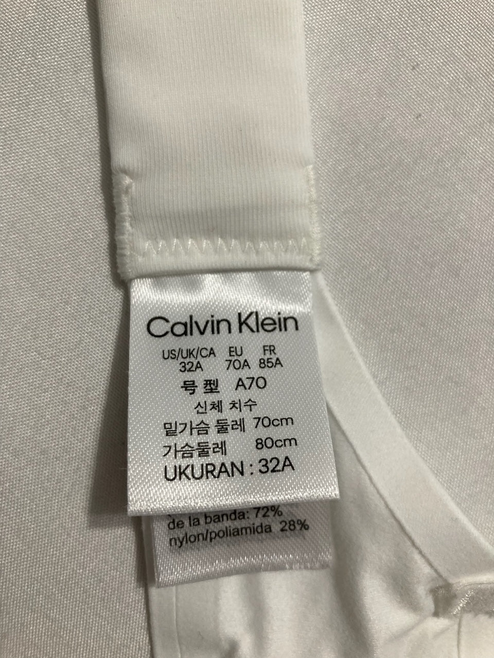 CALVIN KLEIN Perfectly Fit Memory Touch T-Shirt Bra WHITE 32A