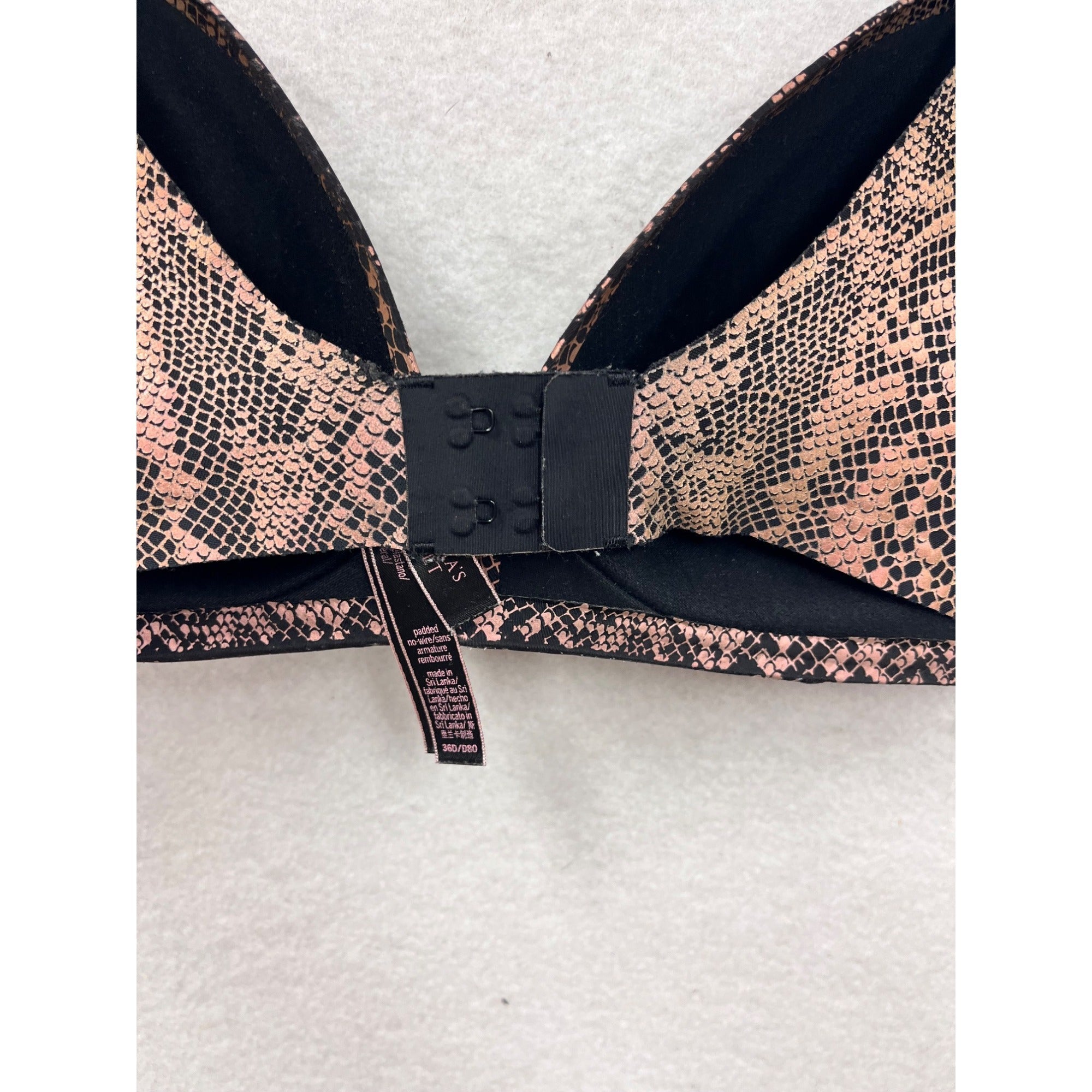 Victorias Secret Snake Print Padded Non-Wire Bra 36D #8747