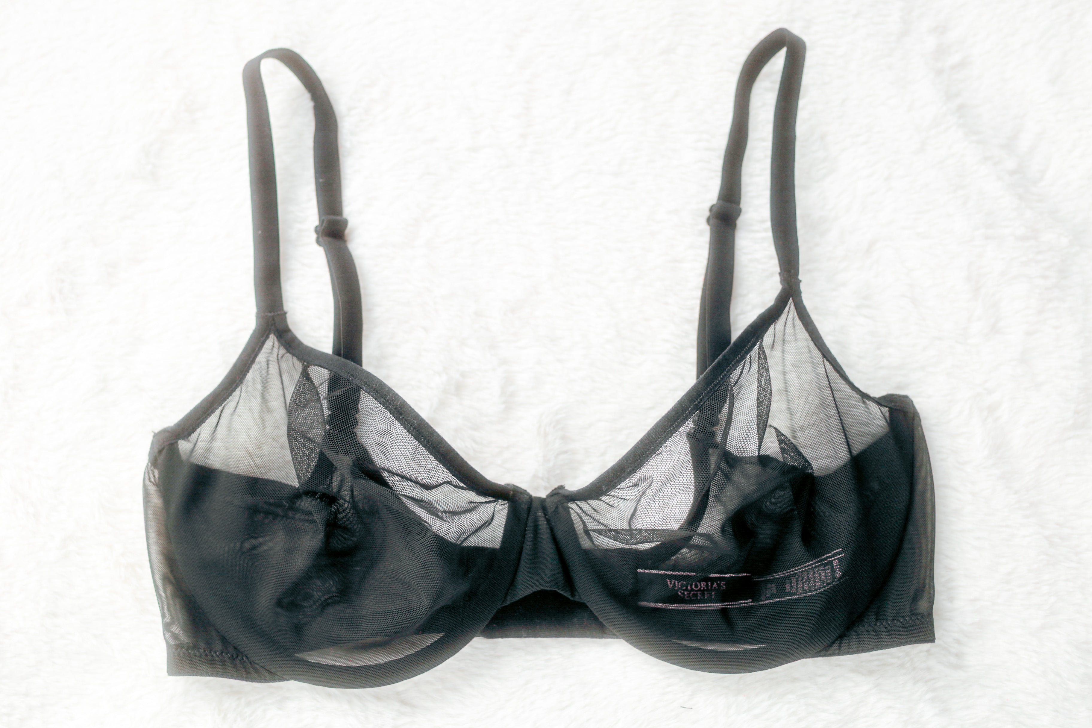 Victoria's Secret Body by Victoria Unlined Demi Sheer Mesh Bra Black 34DD